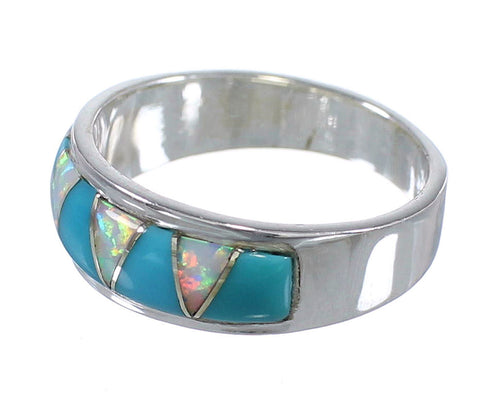 Turquoise Opal Inlay Authentic Sterling Silver Ring Size 5-3/4 RX82832